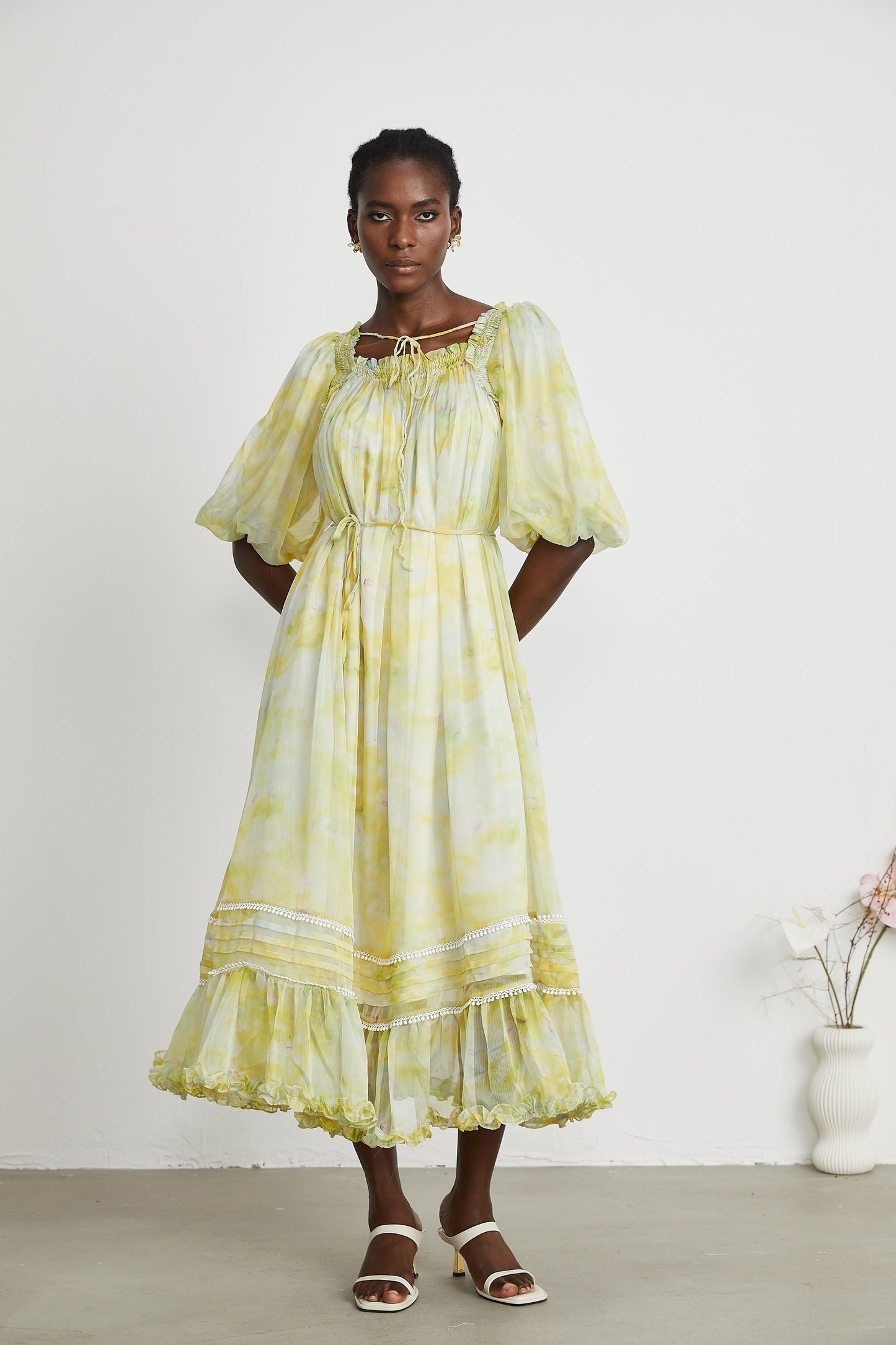 Levoire | Robe Midi À Détails Volants