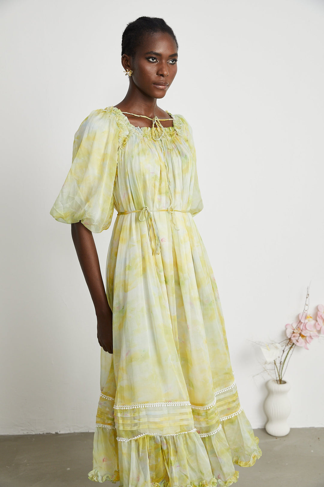 Levoire | Robe Midi À Détails Volants