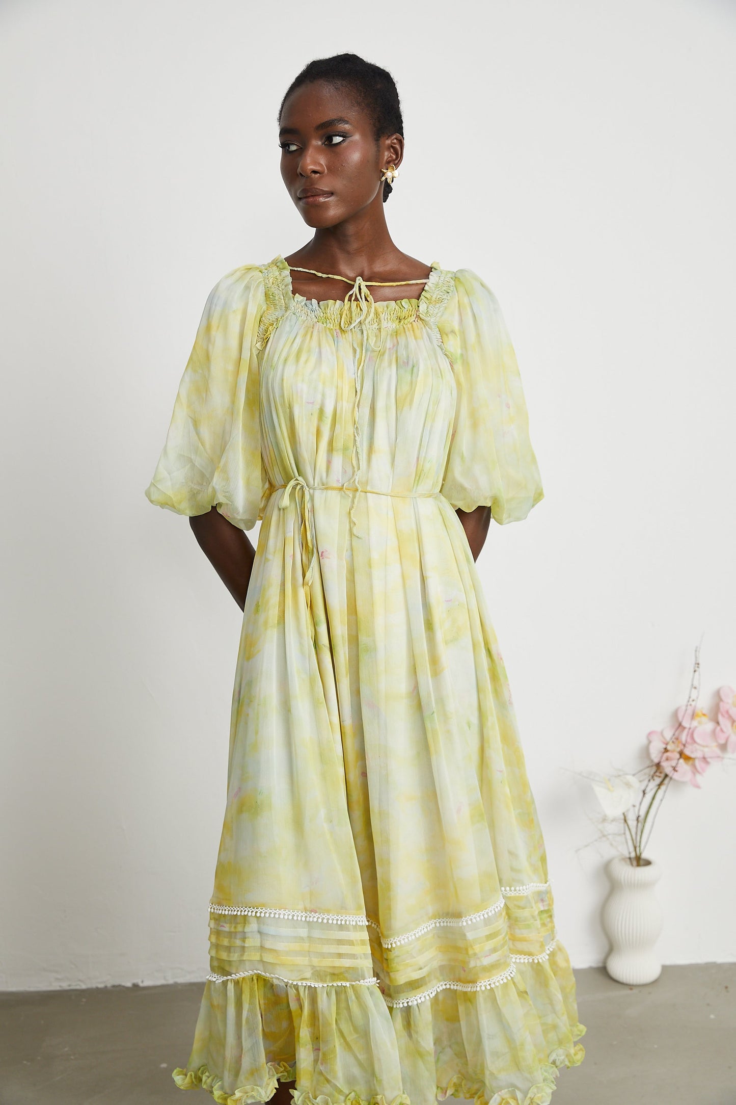 Levoire | Robe Midi À Détails Volants