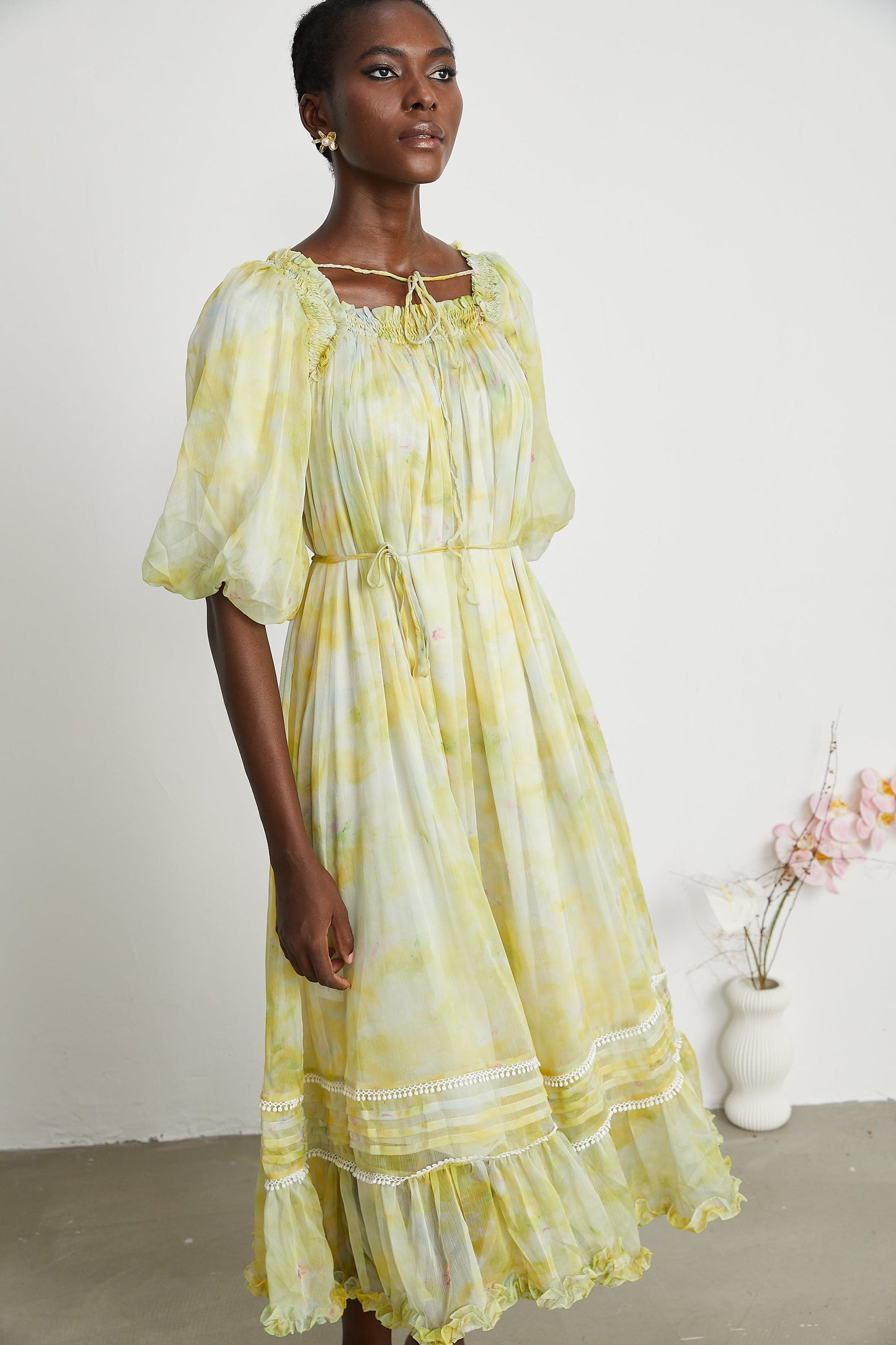 Levoire | Robe Midi À Détails Volants