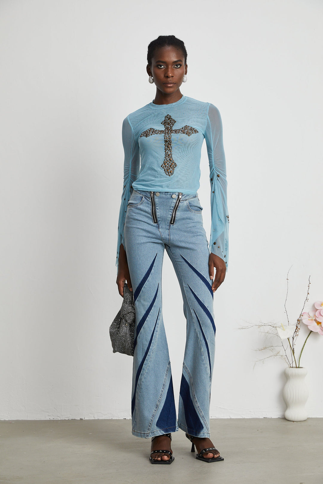 Levoire | Haut Semi Transparente Enrichie De Studs