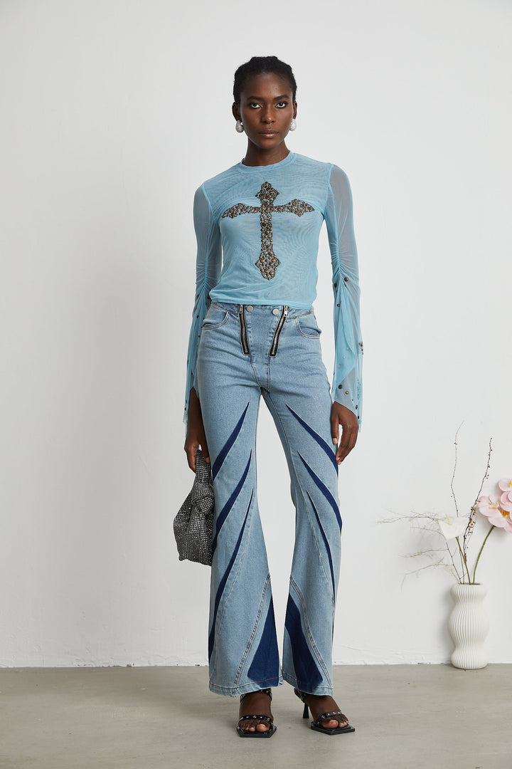 Levoire | Haut Semi Transparente Enrichie De Studs