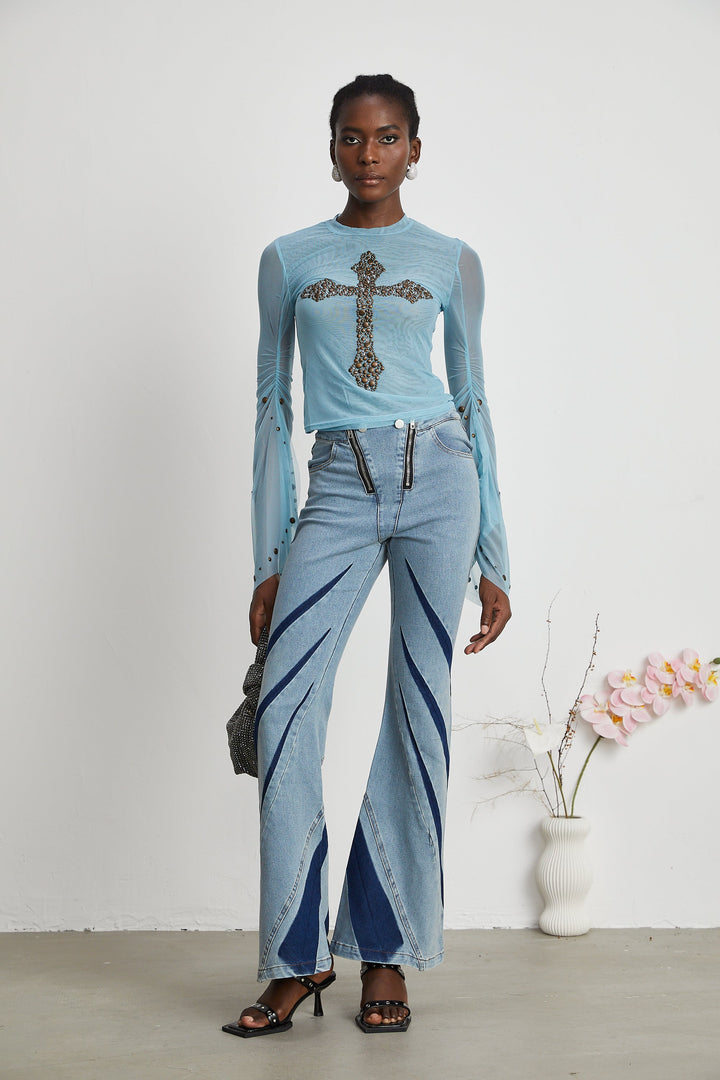 Levoire | Haut Semi Transparente Enrichie De Studs