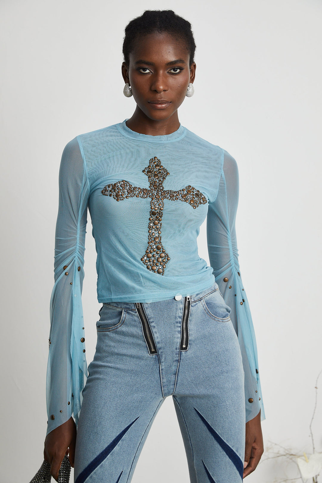 Levoire | Haut Semi Transparente Enrichie De Studs