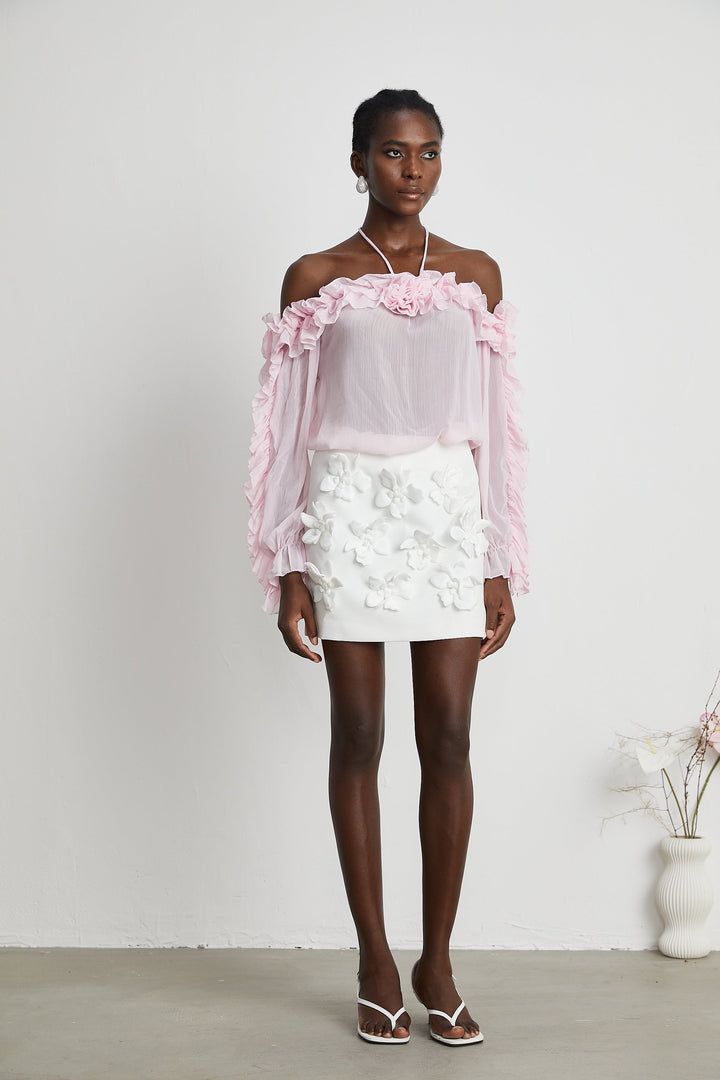 Levoire | Top Sans Bretelles Semi-Transparent Rose