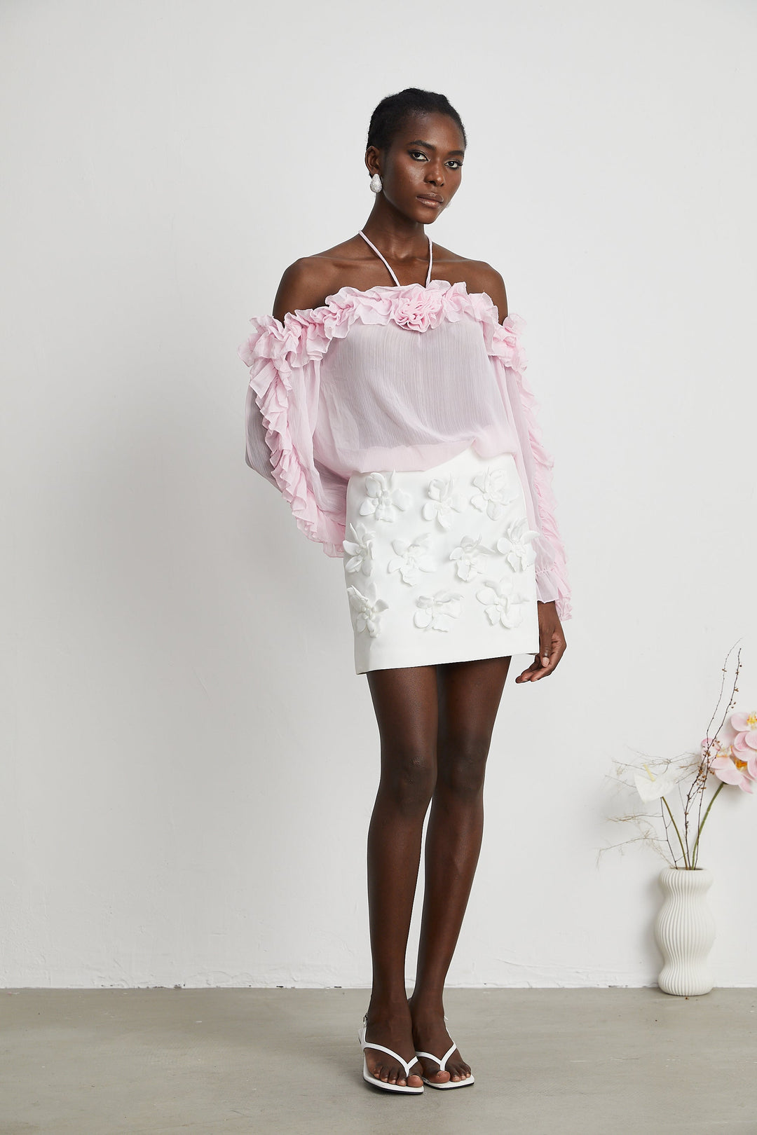 Levoire | Top Sans Bretelles Semi-Transparent Rose