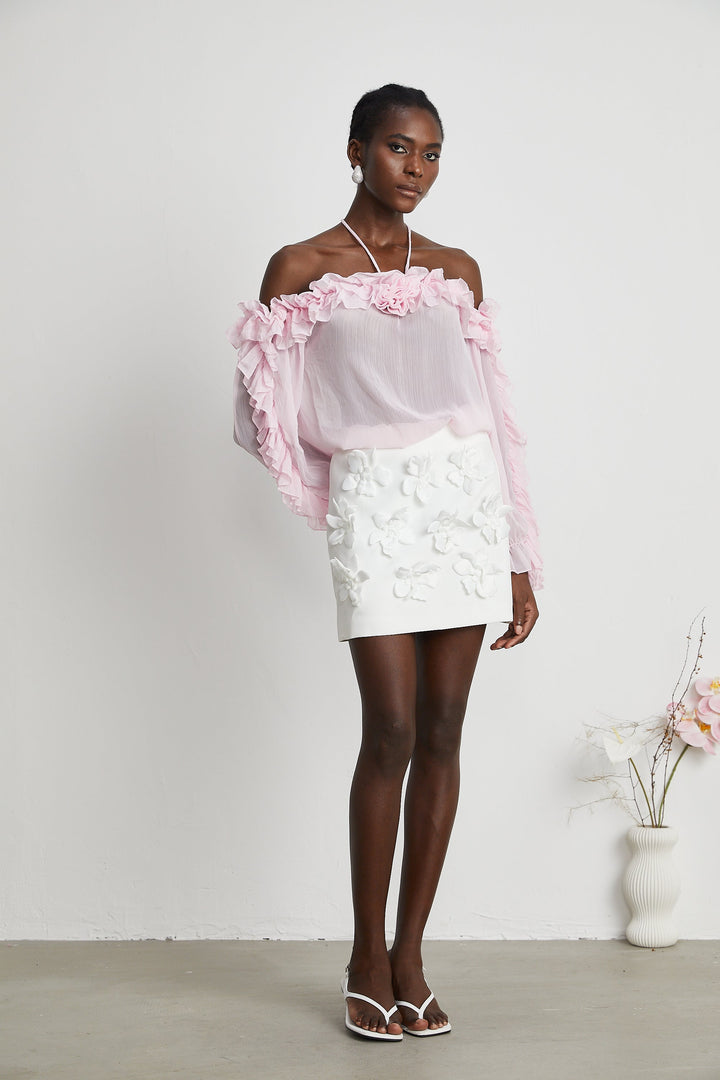 Levoire | Top Sans Bretelles Semi-Transparent Rose