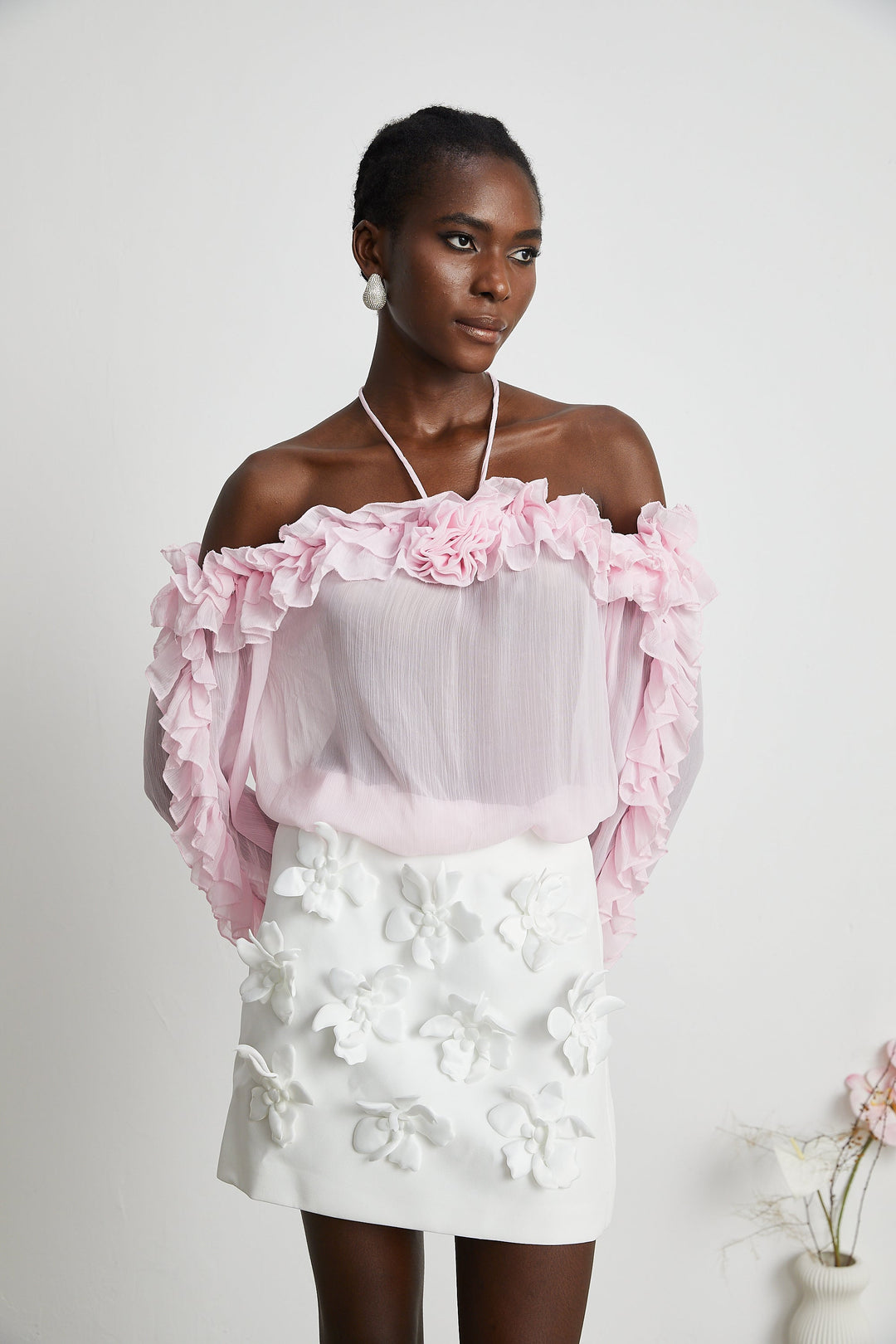 Levoire | Top Sans Bretelles Semi-Transparent Rose