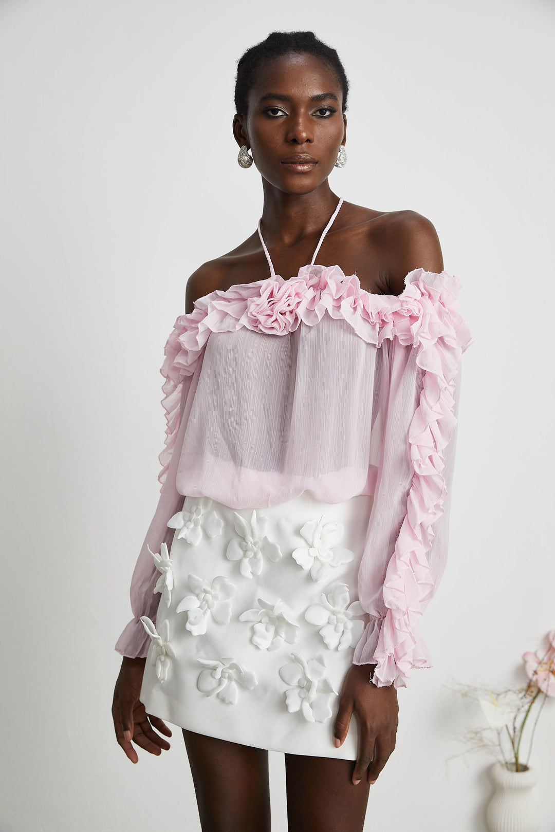 Levoire | Top Sans Bretelles Semi-Transparent Rose