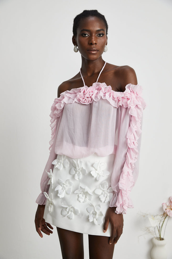 Levoire | Top Sans Bretelles Semi-Transparent Rose