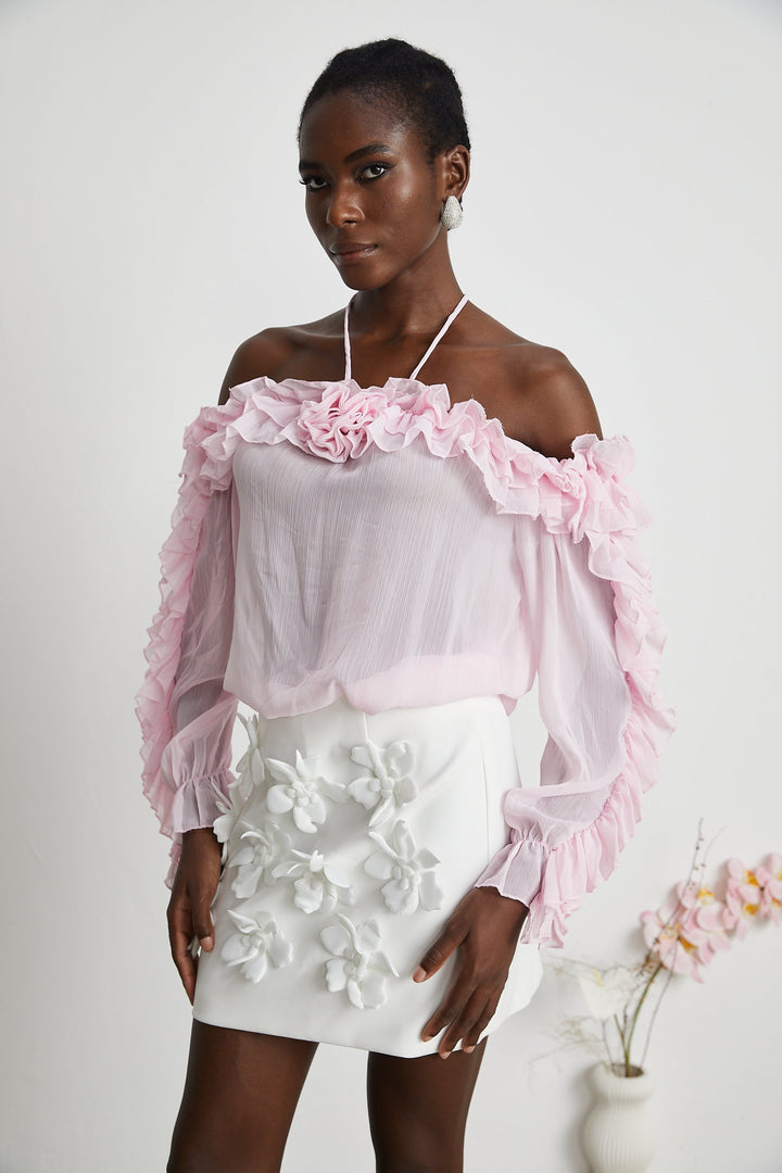 Levoire | Top Sans Bretelles Semi-Transparent Rose