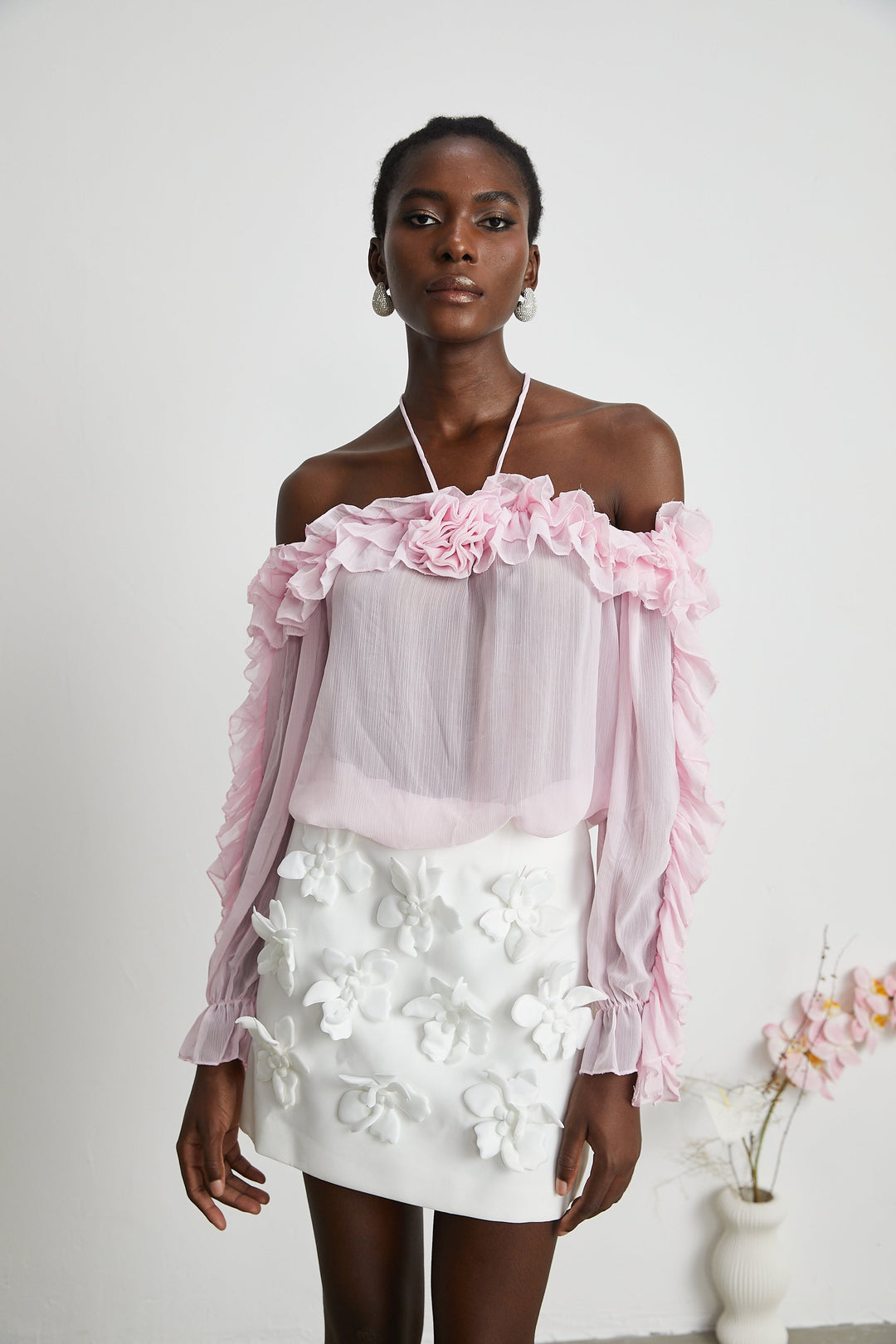 Levoire | Top Sans Bretelles Semi-Transparent Rose