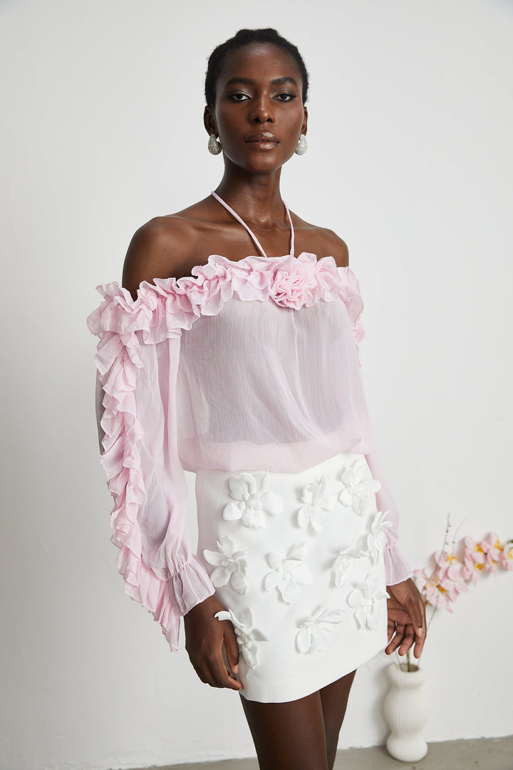 Levoire | Top Sans Bretelles Semi-Transparent Rose