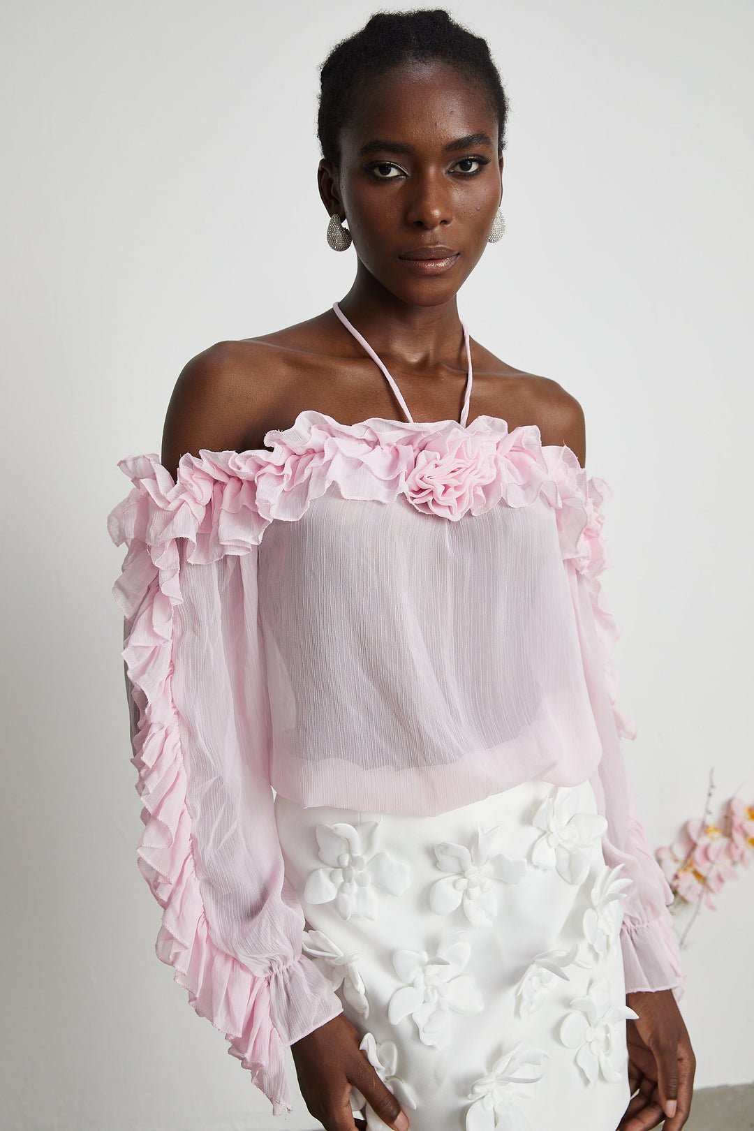 Levoire | Top Sans Bretelles Semi-Transparent Rose