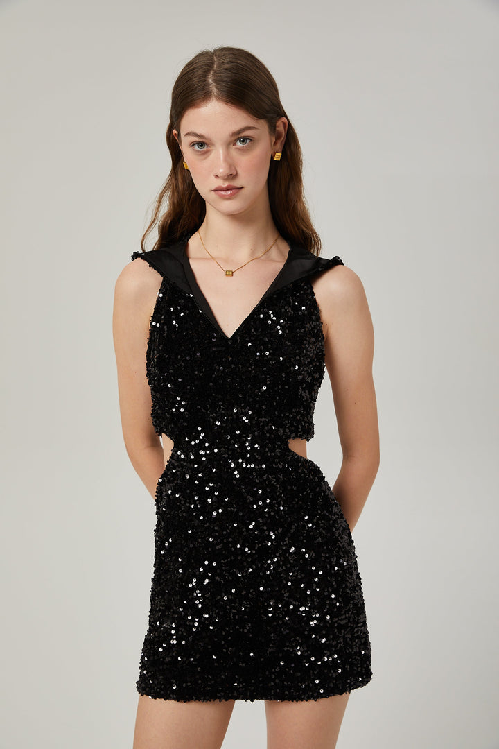 Levoire | Robe Mini À Capuche Avec Paillettes
