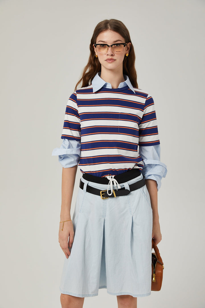 Levoire | T-Shirt En Coton Avec Imprimé Rayé