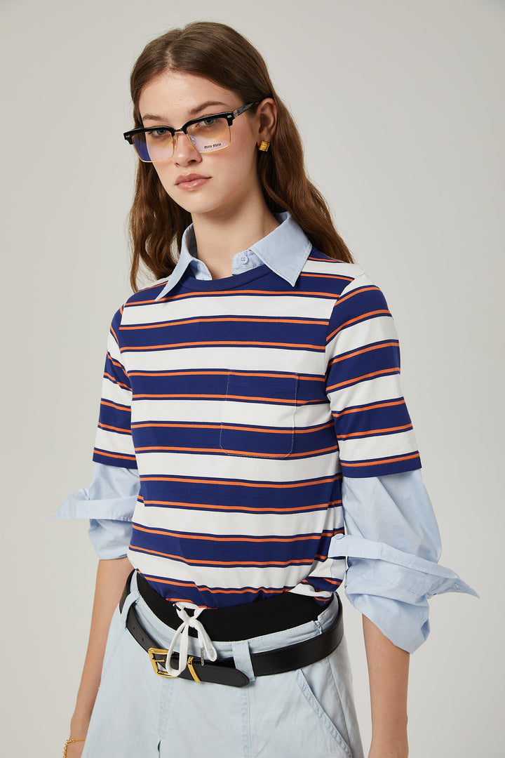 Levoire | T-Shirt En Coton Avec Imprimé Rayé