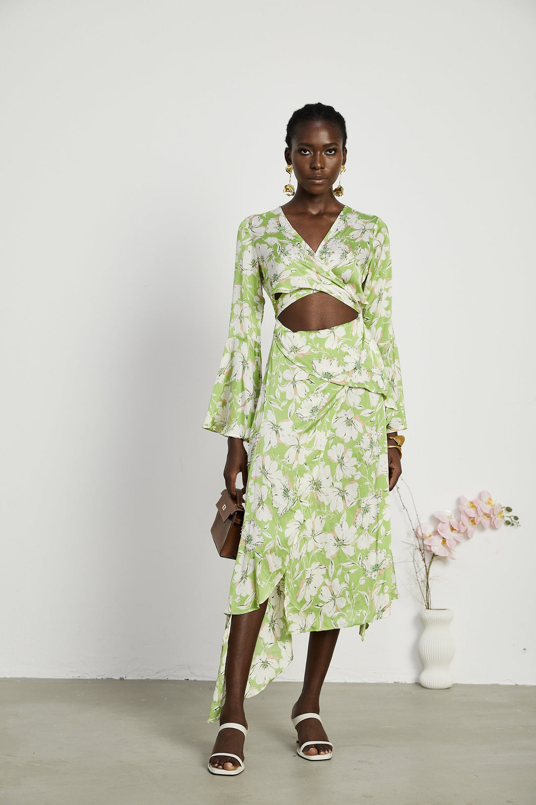 Levoire | Robe Midi Brodée De Fleurs