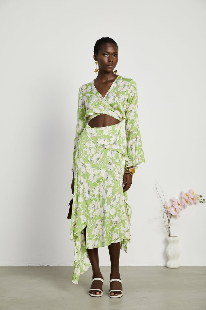Levoire | Robe Midi Brodée De Fleurs