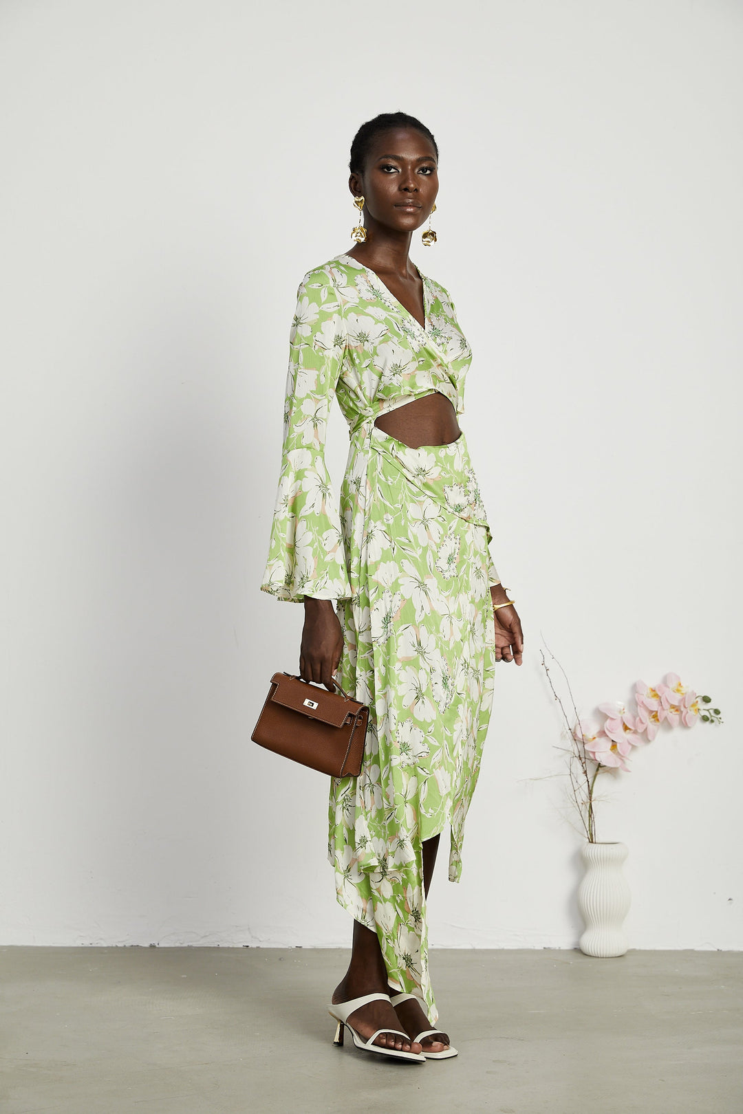 Levoire | Robe Midi Brodée De Fleurs