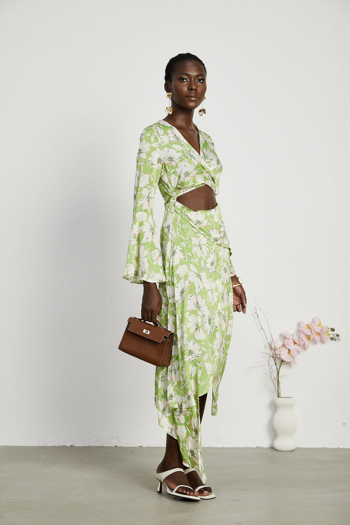 Levoire | Robe Midi Brodée De Fleurs