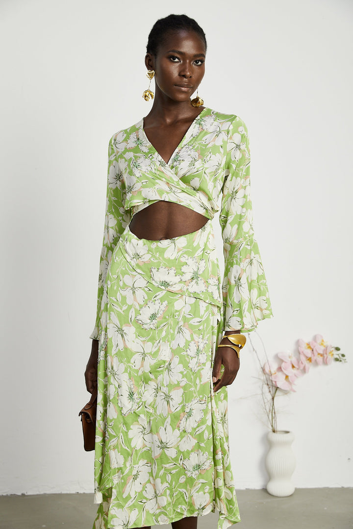 Levoire | Robe Midi Brodée De Fleurs