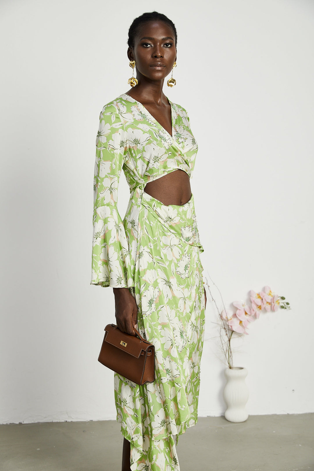 Levoire | Robe Midi Brodée De Fleurs
