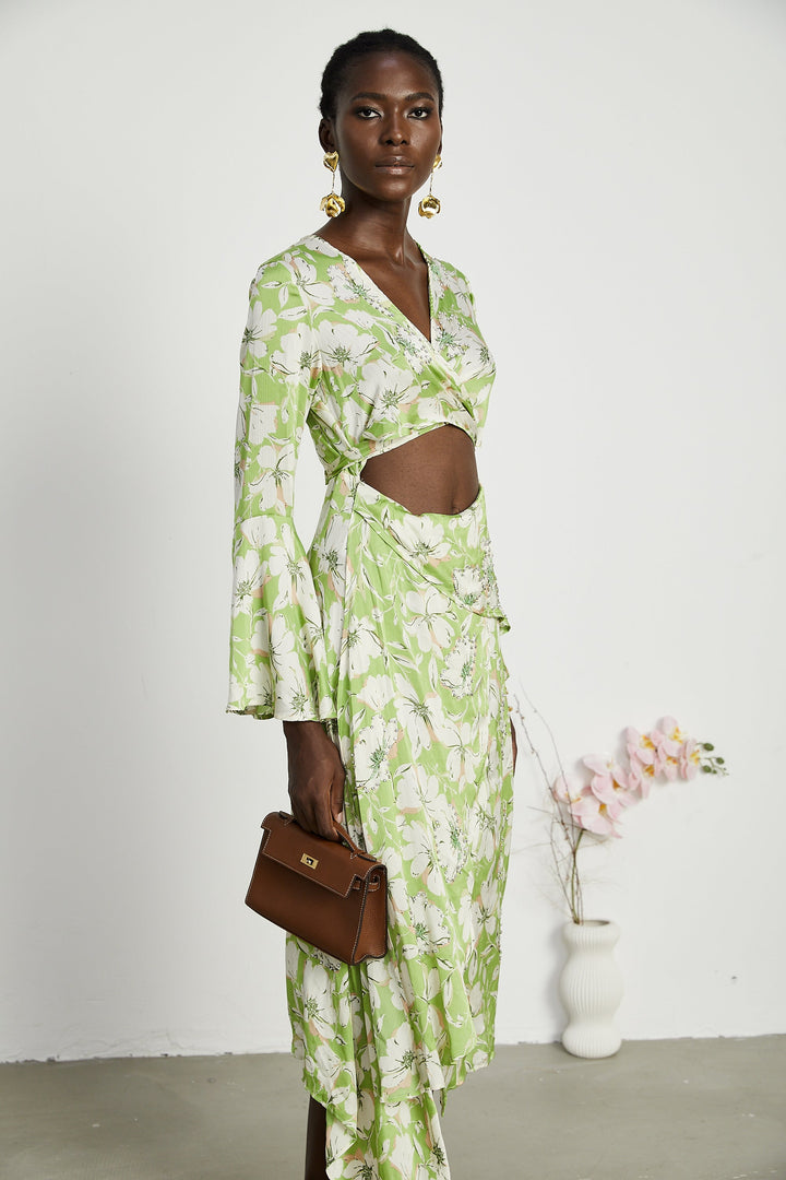 Levoire | Robe Midi Brodée De Fleurs
