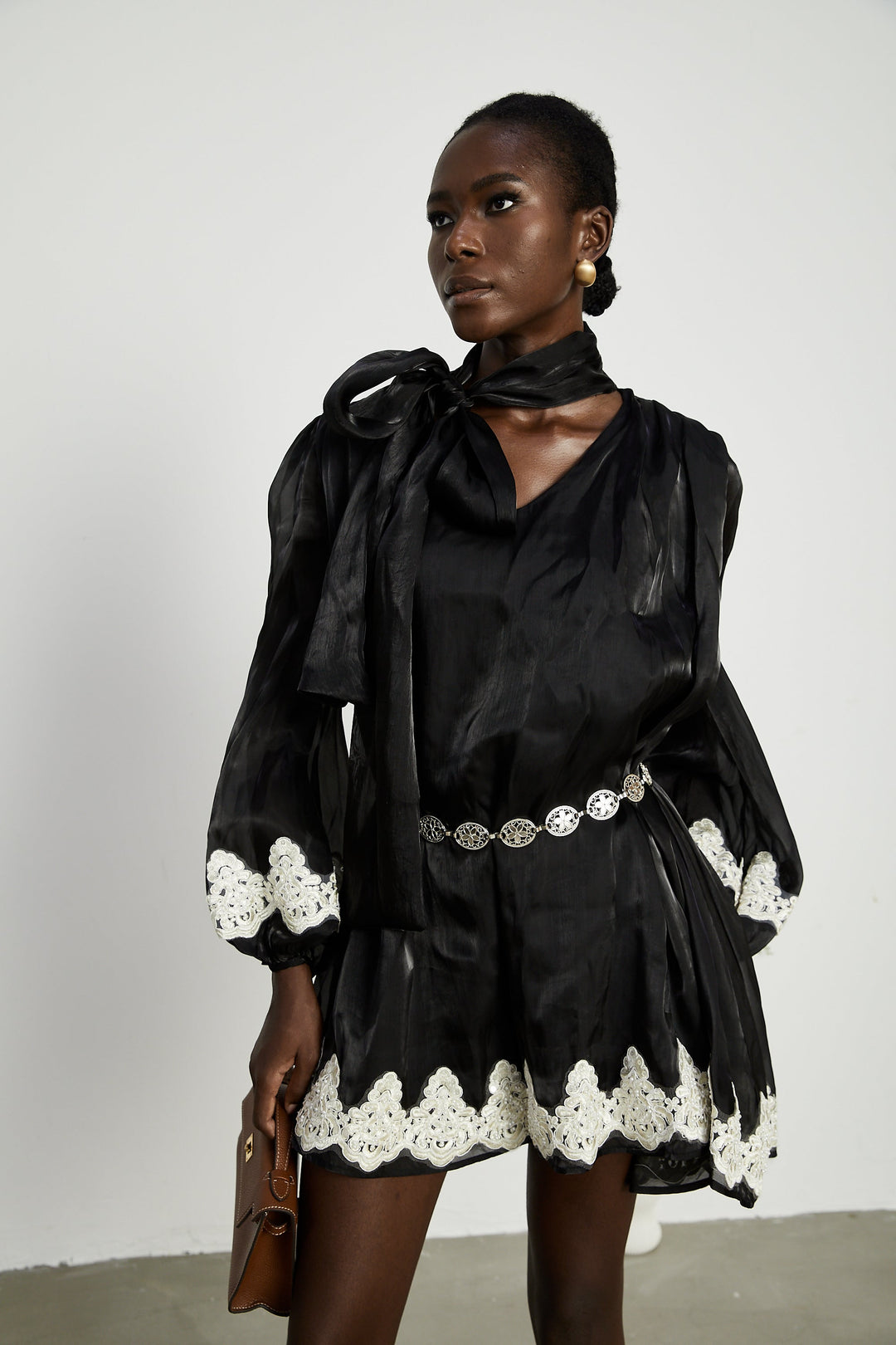 Levoire | Mini Robe Noire Décorée De Fausses Perles