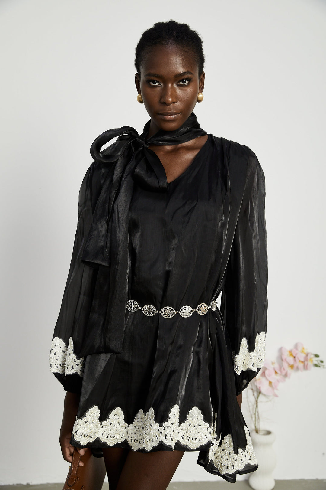 Levoire | Mini Robe Noire Décorée De Fausses Perles
