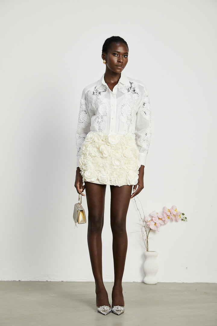 Levoire | Blouse Découpée Brodée De Dentelle