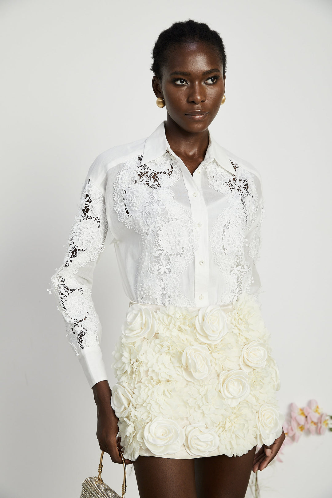Levoire | Blouse Découpée Brodée De Dentelle