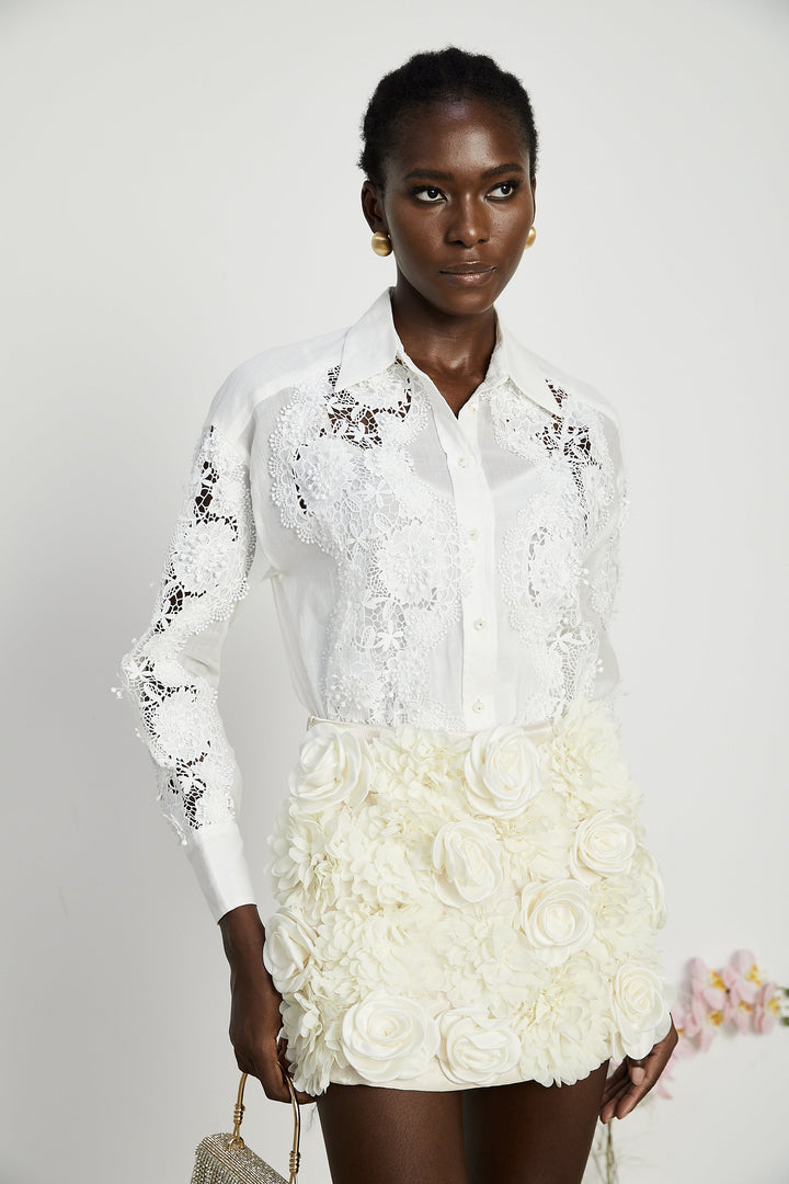 Levoire | Blouse Découpée Brodée De Dentelle