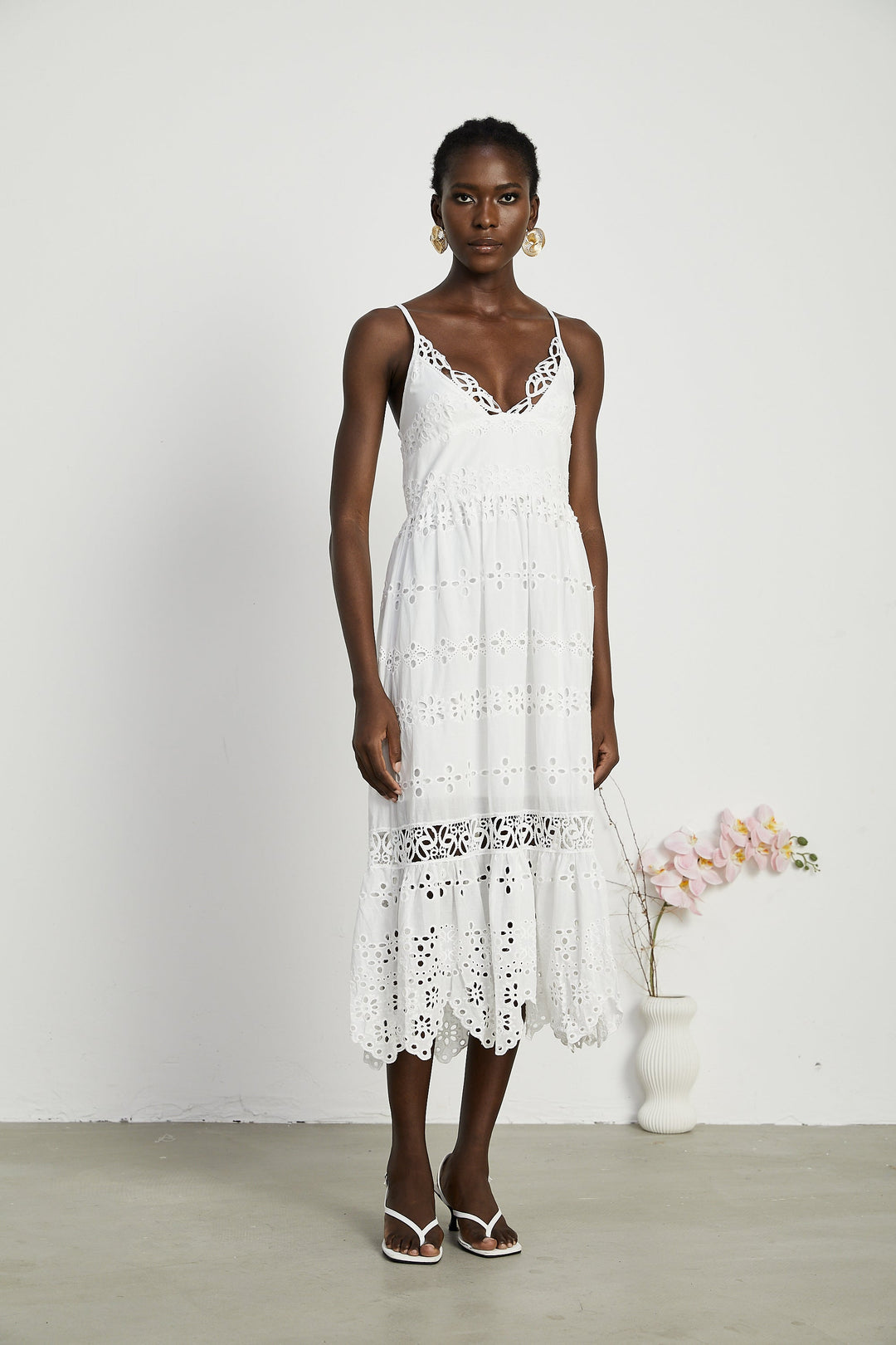 Levoire | V-Décolleté Robe Maxi Brodée