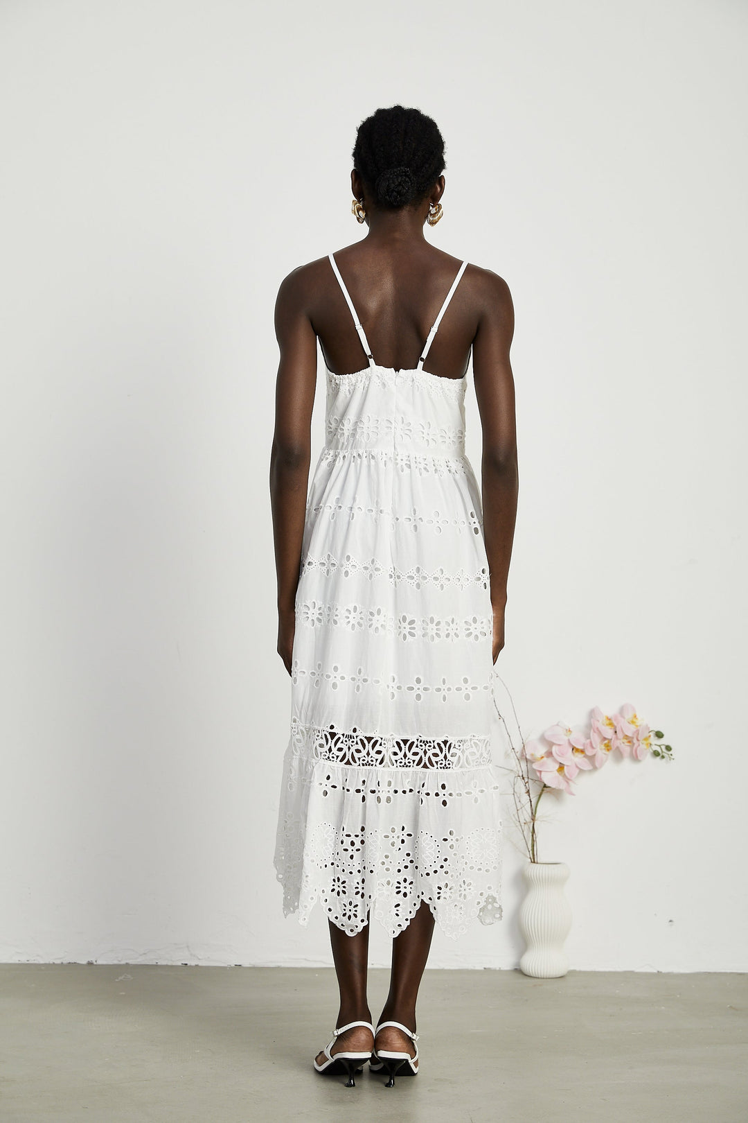Levoire | V-Décolleté Robe Maxi Brodée