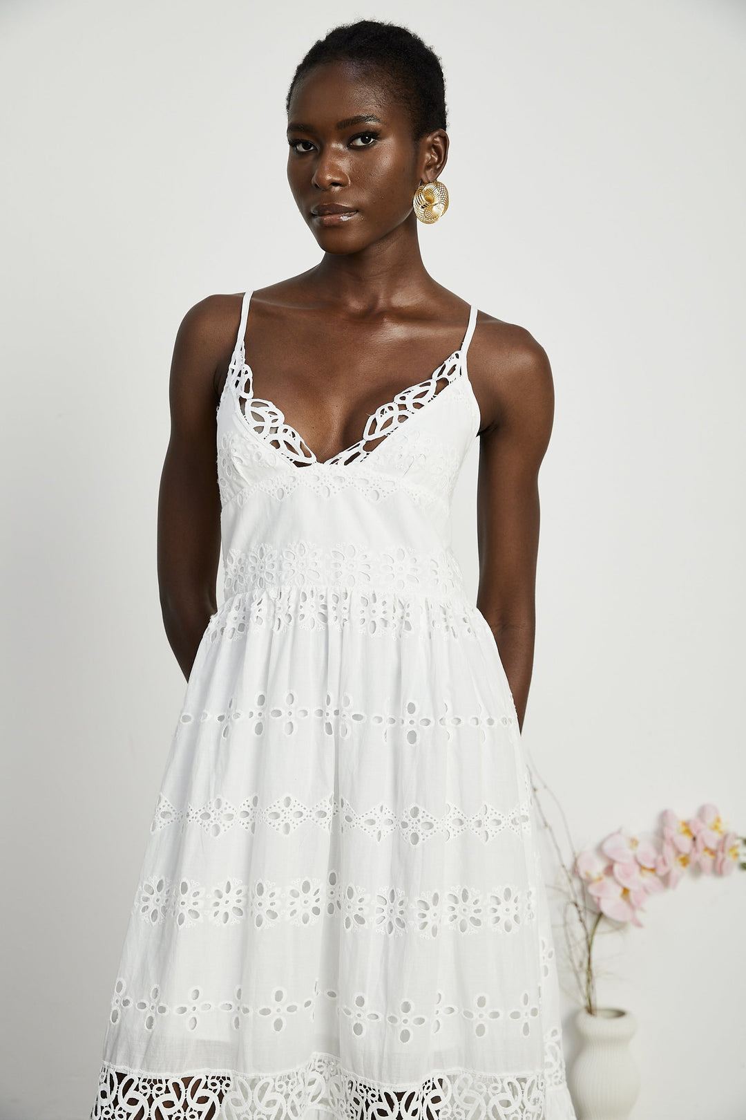 Levoire | V-Décolleté Robe Maxi Brodée