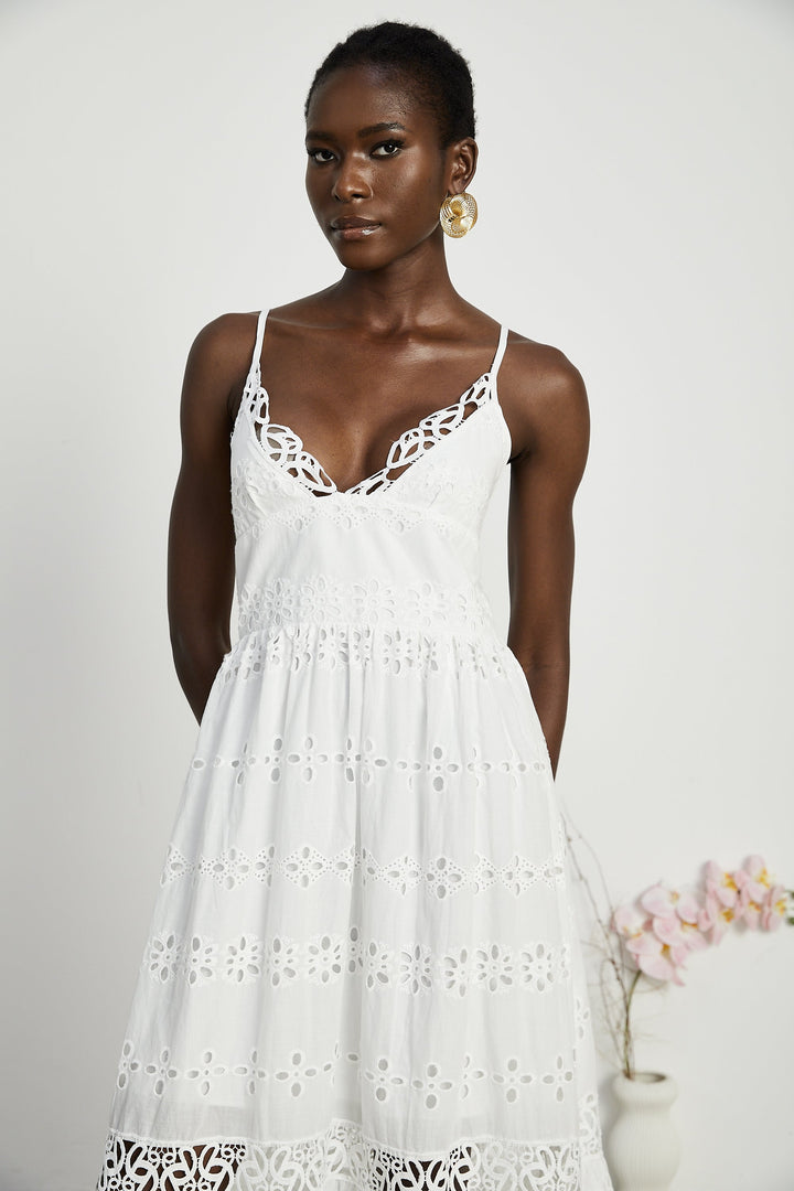 Levoire | V-Décolleté Robe Maxi Brodée