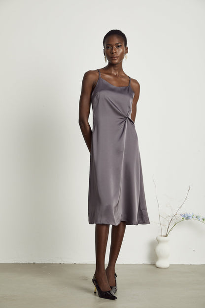 Levoire | Robe Midi Satin Détail Twist