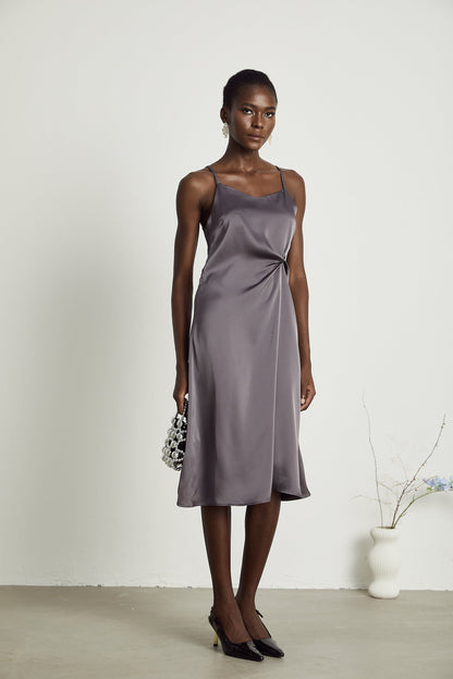 Levoire | Robe Midi Satin Détail Twist