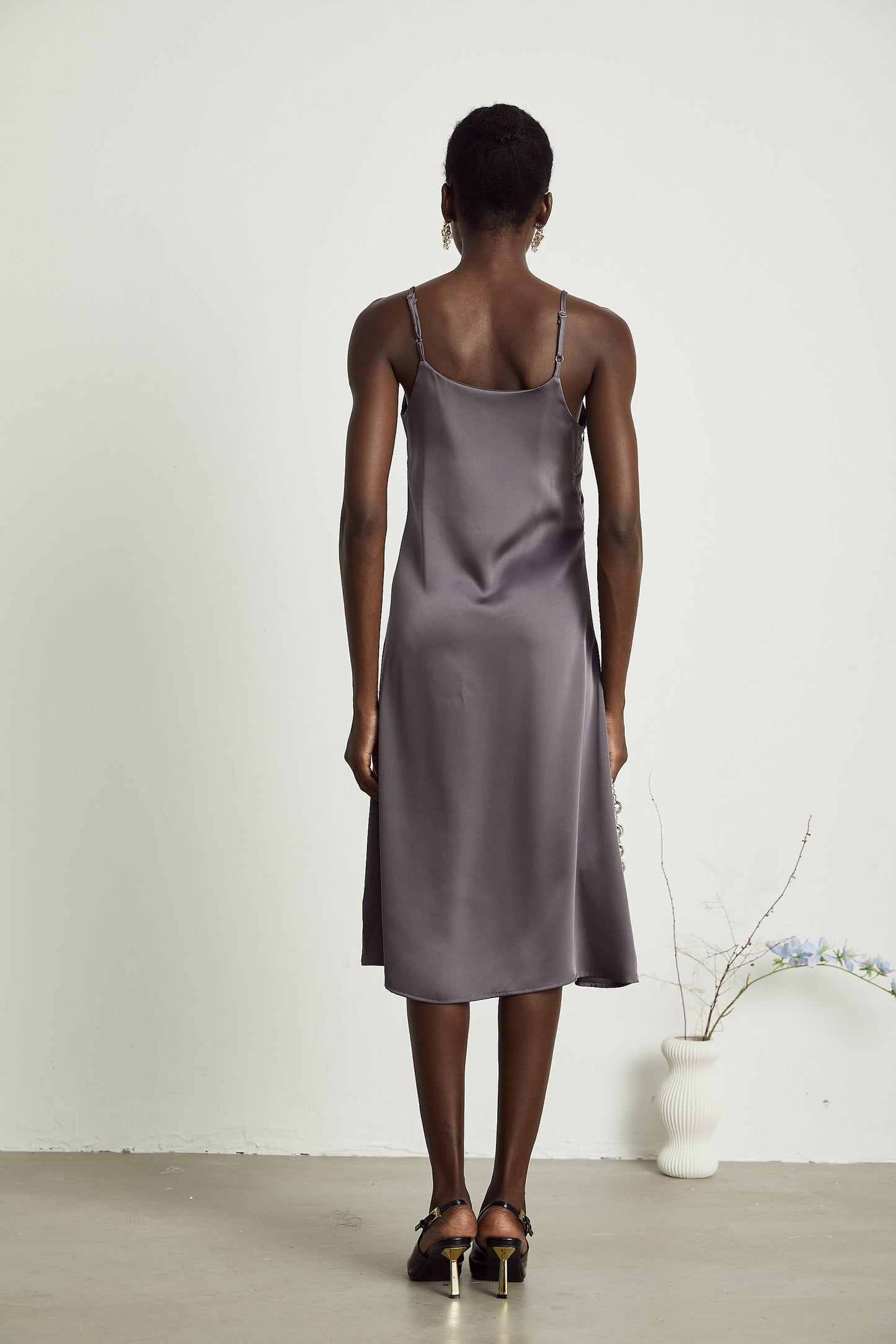 Levoire | Robe Midi Satin Détail Twist