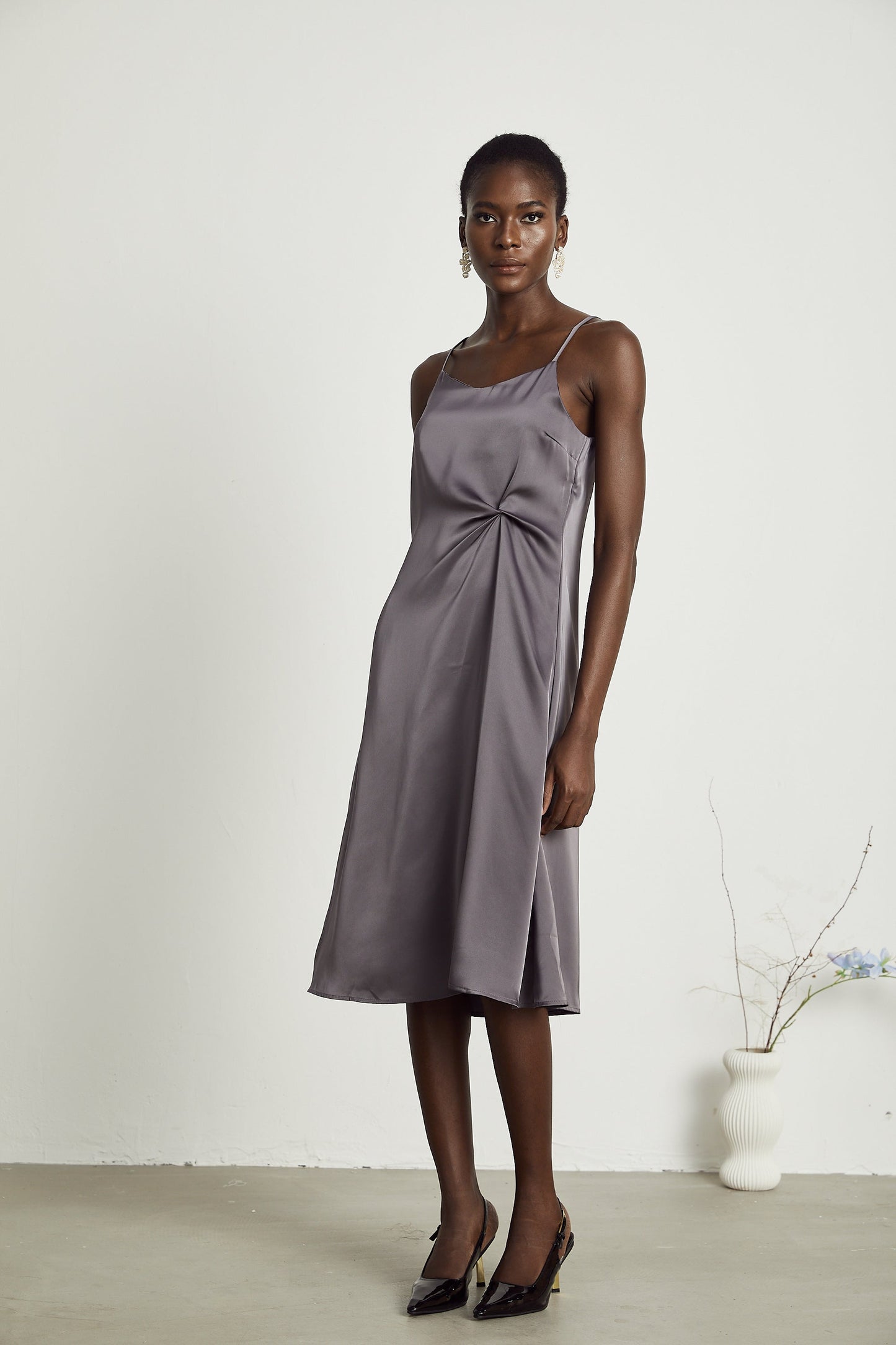 Levoire | Robe Midi Satin Détail Twist