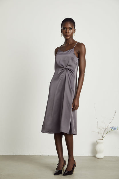 Levoire | Robe Midi Satin Détail Twist