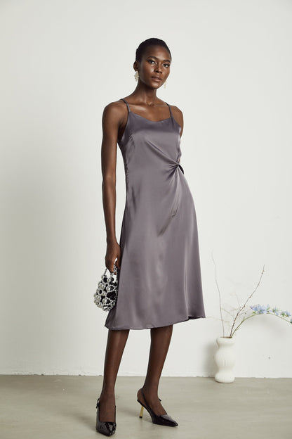 Levoire | Robe Midi Satin Détail Twist