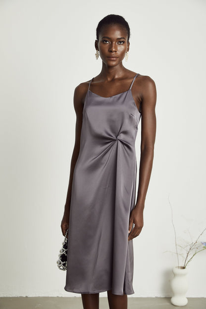 Levoire | Robe Midi Satin Détail Twist