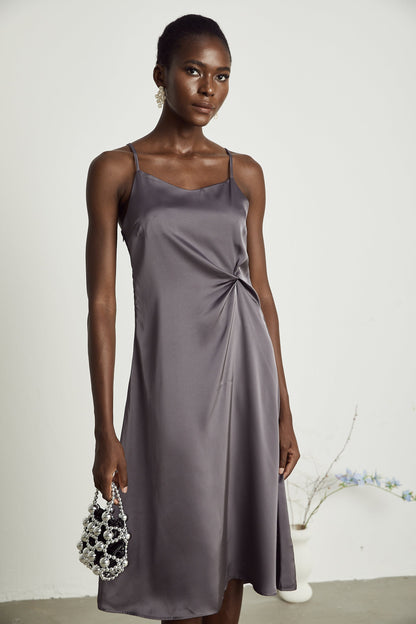 Levoire | Robe Midi Satin Détail Twist