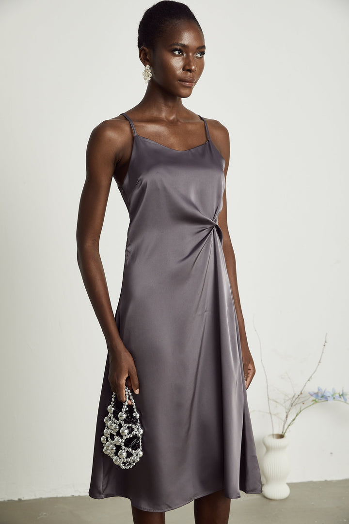 Levoire | Robe Midi Satin Détail Twist