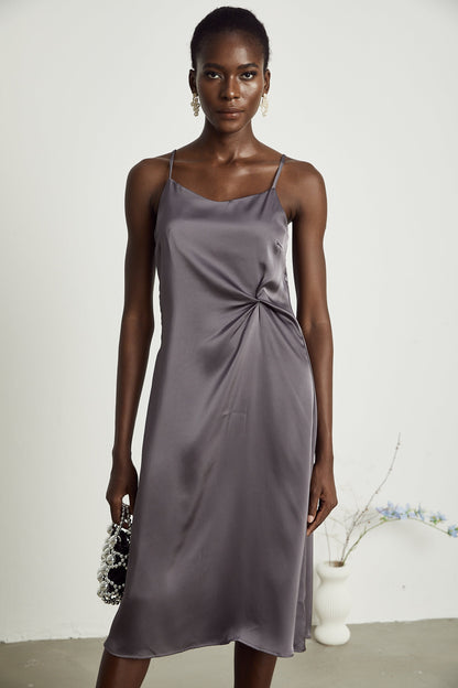 Levoire | Robe Midi Satin Détail Twist