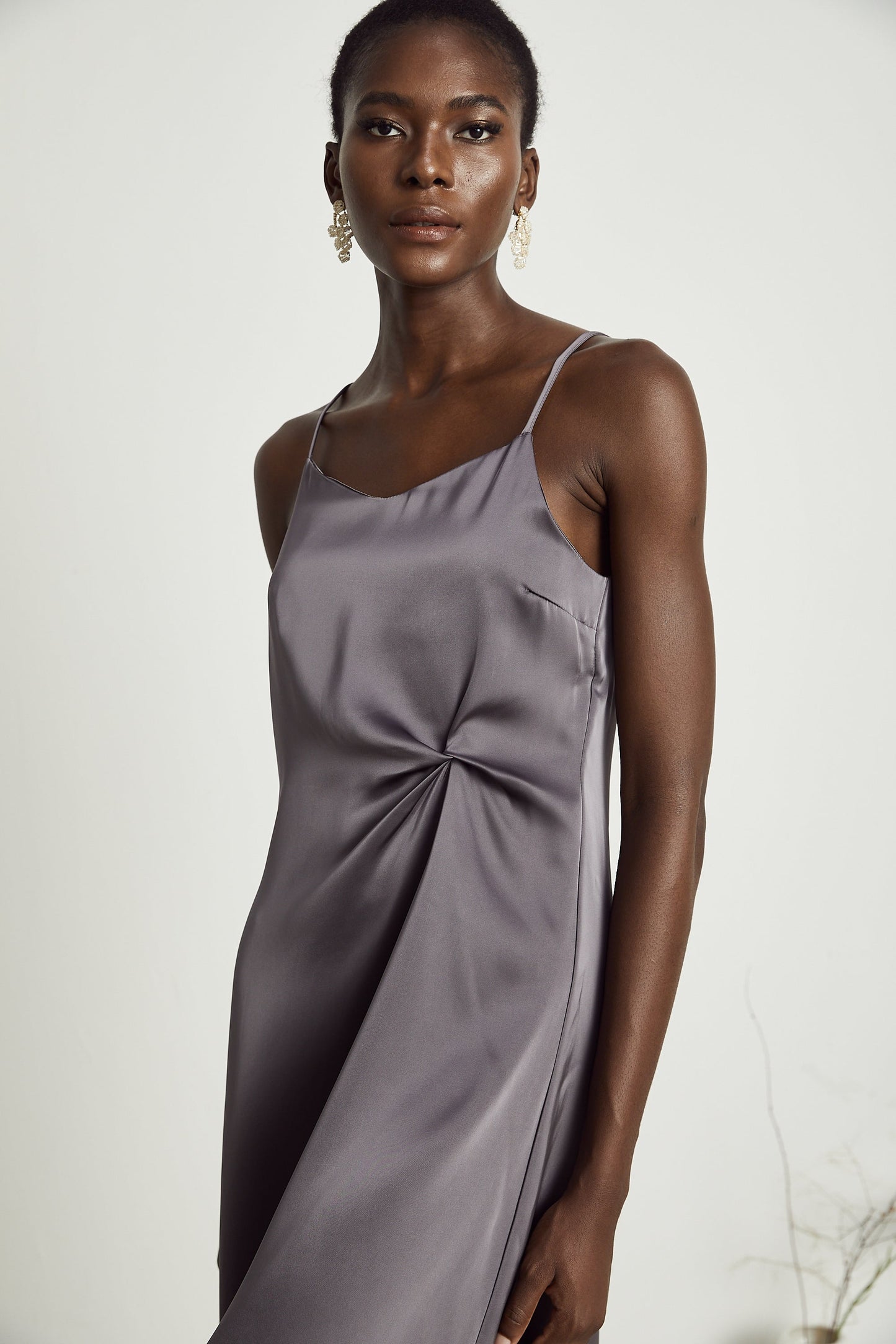 Levoire | Robe Midi Satin Détail Twist