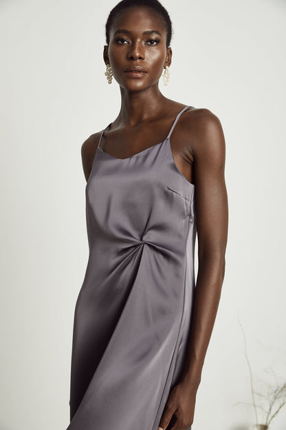 Levoire | Robe Midi Satin Détail Twist