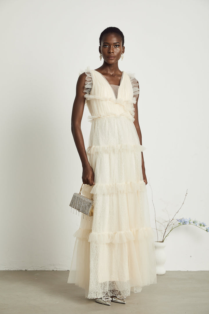 Levoire | Robe Maxi À Volants Décorés